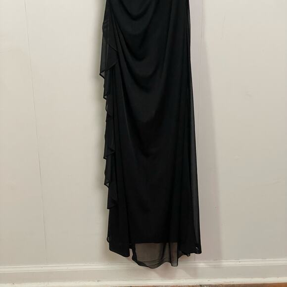 Betsy & Adam by Linda Bernell 8 black white prom dress bead ruche classic formal - Picture 8 of 8